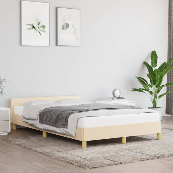 vidaXL Posteľ bez matraca krémová 120x190 cm látka