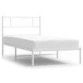 vidaXL Kovový rám postele s čelom biely 90x200 cm
