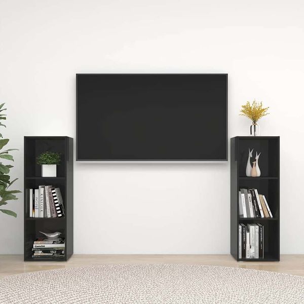 vidaXL TV skrinky 2 ks lesklé čierne 107x35x37 cm drevotrieska