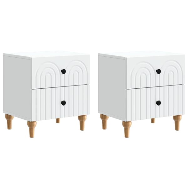 vidaXL Nočný stolík 2 pcs Biela 43 x 34,5 x 48 cm Kompozitné drevo