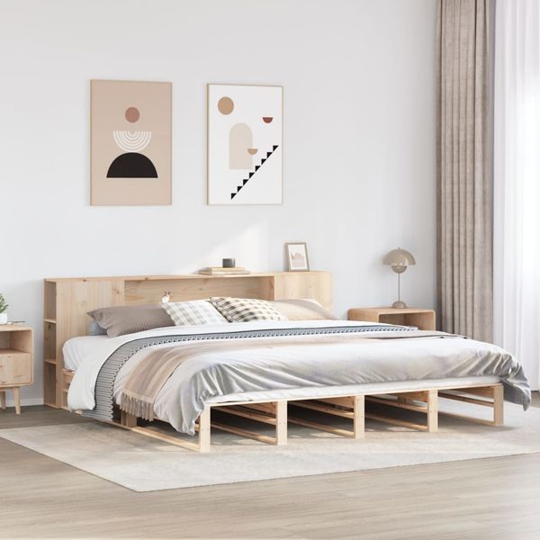 vidaXL Posteľ s knižnicou bez matraca 180x200 cm masívne drevo