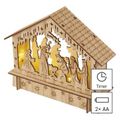 LED vianočný betlém drevený, 15 cm, 2x AA, vnútorne, teplá biela, časovač