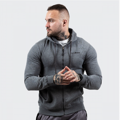 Mikina Zipper Hoodie Grey Black - GymBeam, veľkosť XL, 65% bavlna, 35% polyester