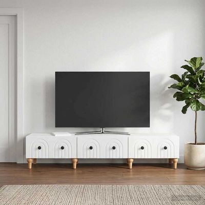 vidaXL TV skrinka Biela s vysokým leskom 147 x 34,5 x 30 cm