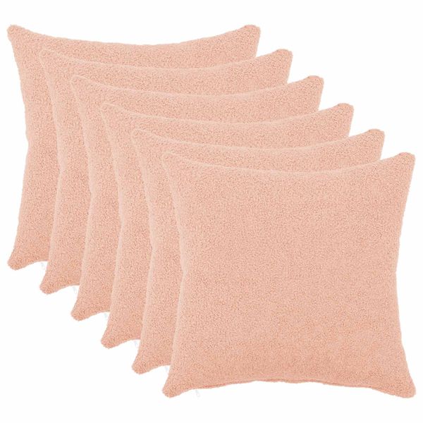 vidaXL Poťah na podložku 6 pcs HEERLEN Ružová 35 x 35 cm Bouclé