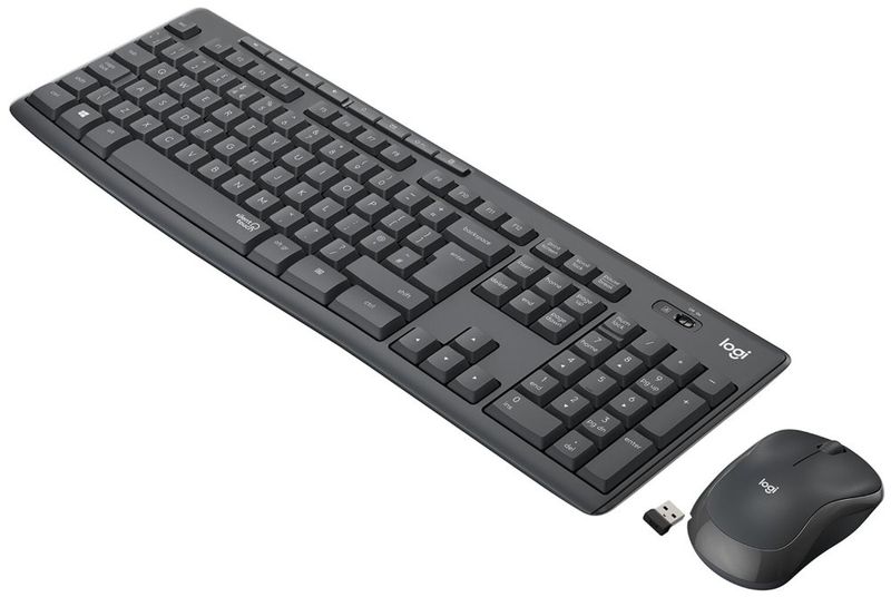 PROMO bezdrátový Logitech MK295,graphite CZ/SK Sada klávesnice a myši, bezdrátový, CZ rozloženie, 2,4GHz, USB prijímač, čierna