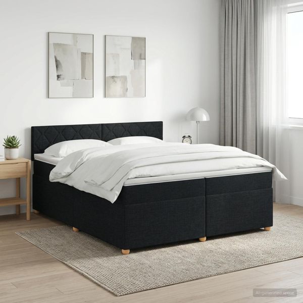 vidaXL Posteľ boxspring s matracom Čierna 200 x 200 cm Látka