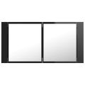 vidaXL LED kúpeľňová zrkadlová skrinka lesklá čierna 90x12x45 cm akryl
