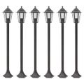 vidaXL Záhradné stĺpové lampy 6 ks E27 110 cm hliníkové bronzové