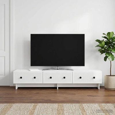 vidaXL TV skrinka 147 x 34,5 x 30 cm Biela s vysokým leskom