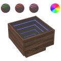 vidaXL Nočný stolík s nekonečnými LED hnedý dub 40x40x30 cm