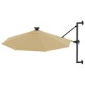 vidaXL Nástenný záhradný slnečník s LED 300 cm, sivohnedý