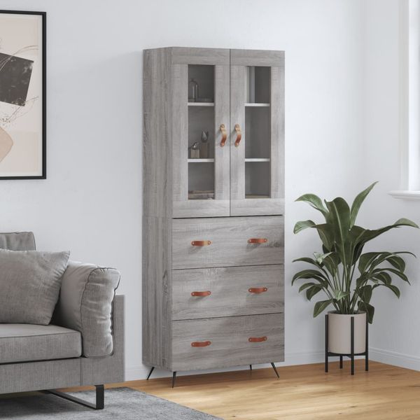 vidaXL Vysoká skrinka sivý dub sonoma 69,5x34x180 cm spracované drevo
