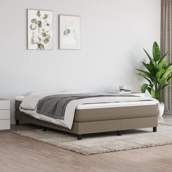 vidaXL Posteľný rám s boxspringom sivohnedá 140x190 cm látka