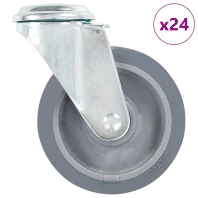 vidaXL Otočné kolieska s otvorom na skrutku 24 ks, 100 mm