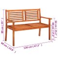 vidaXL 2-miestna záhradná lavica s vankúšom 120 cm eukalyptový masív