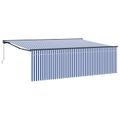 vidaXL Sklopná markíza Modrá a biela 400 × 300 cm Polyester a hliník