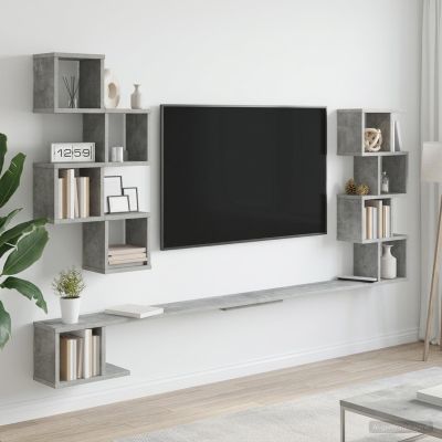 vidaXL Nástenná polica na TV Betónovo sivá 180 x 15 x 94 cm