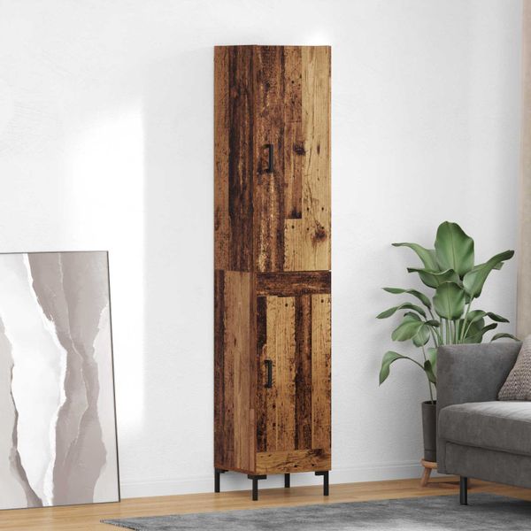 vidaXL Highboard Staré drevo 69,5 x 34 x 180 cm Kompozitné drevo