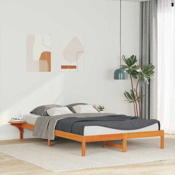 vidaXL Posteľový rám so stolíkmi Včelí hnedý 160 x 210 cm