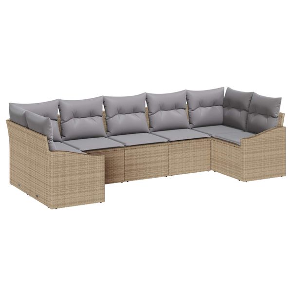 vidaXL Súprava záhradných pohoviek 7 pcs Beige a svetlo šedá polyratan