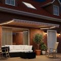 vidaXL Ručná vysúvacia markíza s LED Modrá, Oranžová, Biela 4 × 3 m