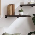 vidaXL Nástenná polica tmavohnedá 40x60x(2-4) cm ošetrený dubový masív