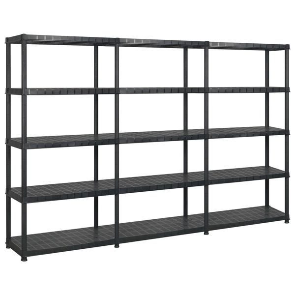 vidaXL Regál s 5 úložnými poličkami čierny 274,5x45,7x185 cm plastový