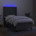 vidaXL Posteľ boxsping s matracom a LED tmavosivá 80x200 cm látka