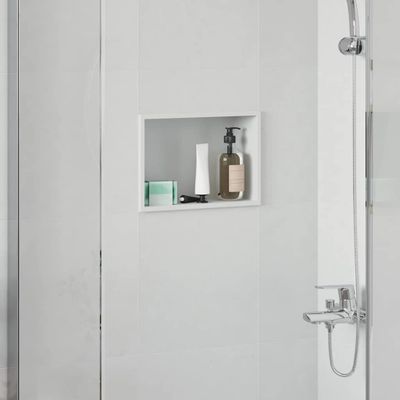 vidaXL Sprchový výklenok Biela 30 x 20 x 9,5 cm Nerezová oceľ