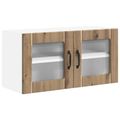 vidaXL Nástenný sklenený kabinet LUCCA Dub artisan 80 x 31 x 40 cm