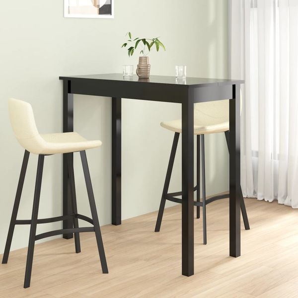 vidaXL Barový stôl, MDF, čierny 115x55x107 cm