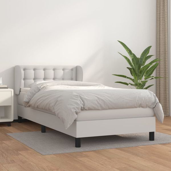 vidaXL Boxspring posteľ s matracom biela 80x200 cm umelá koža