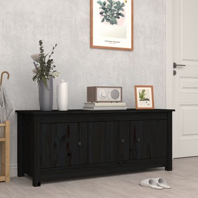 vidaXL Skrinka na topánky čierna 110x38x45,5 cm masívna borovica