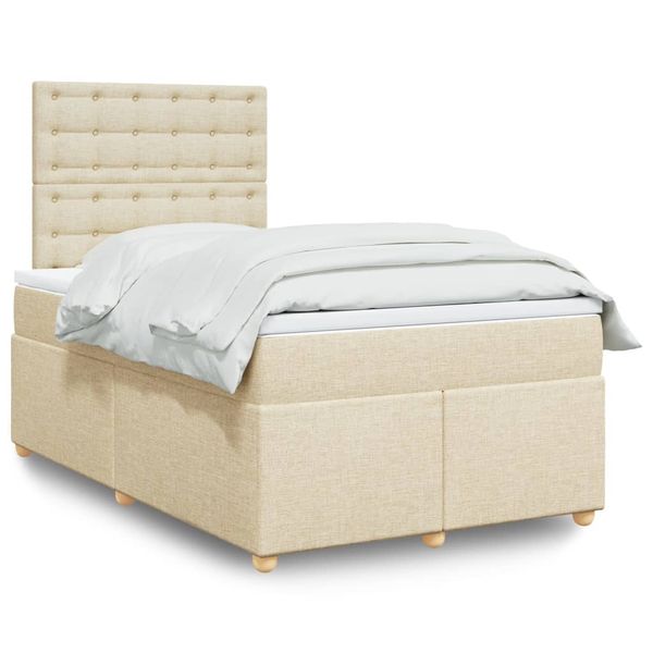 vidaXL Boxspring posteľ s matracom krémový 120x200 cm látka