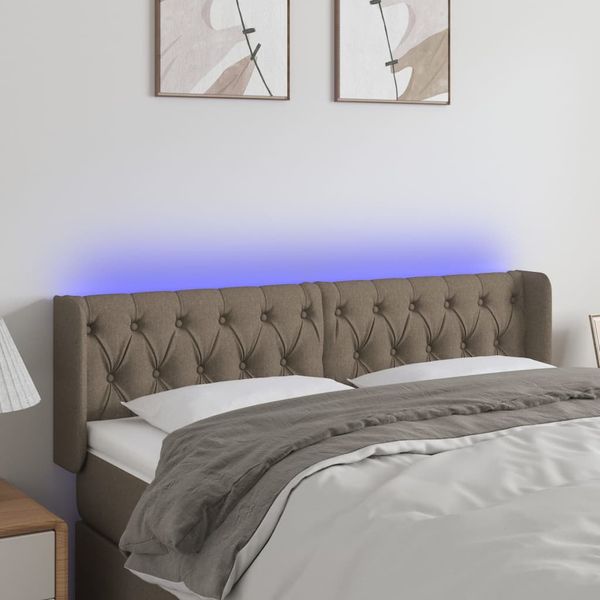 vidaXL Čelo postele s LED sivohnedé 147x16x78/88 cm látka