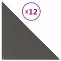 vidaXL Nástenné panely 12 ks sivé 30x30 cm umelá koža 0,54 m²