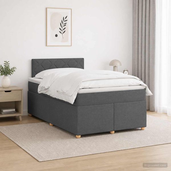 vidaXL Posteľ boxspring s matracom Tmavosivá 120 x 200 cm Látka