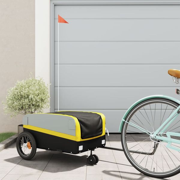 vidaXL Príves za bicykel čierno-žltý 30 kg železo