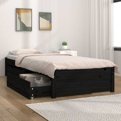 vidaXL Rám postele so zásuvkami čierny 75x190 cm malé jednolôžko