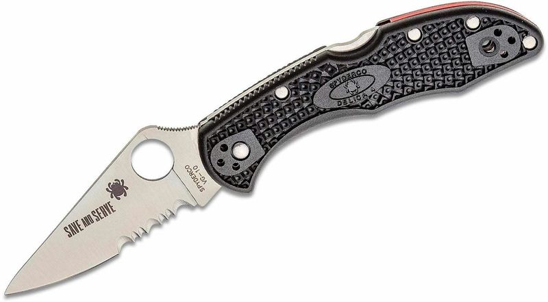 Spyderco C11FPSBKRD Delica 4 Thin Red Line vreckový nôž 7,4 cm, Satin, čierna, FRN