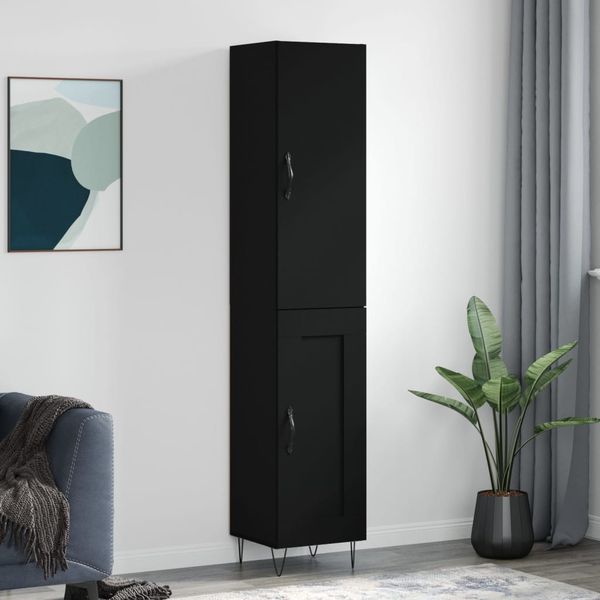 vidaXL Vysoká skrinka čierna 34,5x34x180 cm spracované drevo