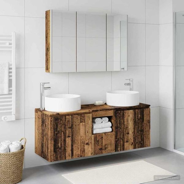 vidaXL Set kabinetov do kúpeľne 4 pcs Staré drevo 103,5 x 15,5 x 70 cm