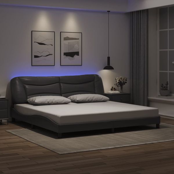 vidaXL Rám postele s LED bez matraca Hvar sivý 200x200 cm