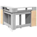 vidaXL Stôl s LED svetlami sivá sonoma 130x130x91 cm kompozitné drevo