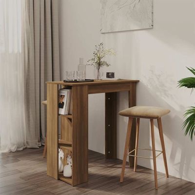 vidaXL Barový stôl+polica, hnedý dub 102x50x103,5 cm, kompozitné drevo