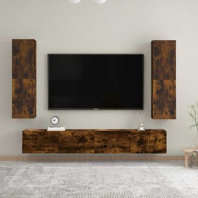 vidaXL Nástenné TV skrinky 2 ks dymový dub 30,5x30x110 cm