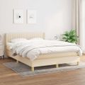vidaXL Boxspring posteľ s matracom krémový 140x190 cm látka