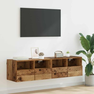 vidaXL TV Steny Skine Nástenný 2 pcs Staré drevo 60 x 30 x 30 cm