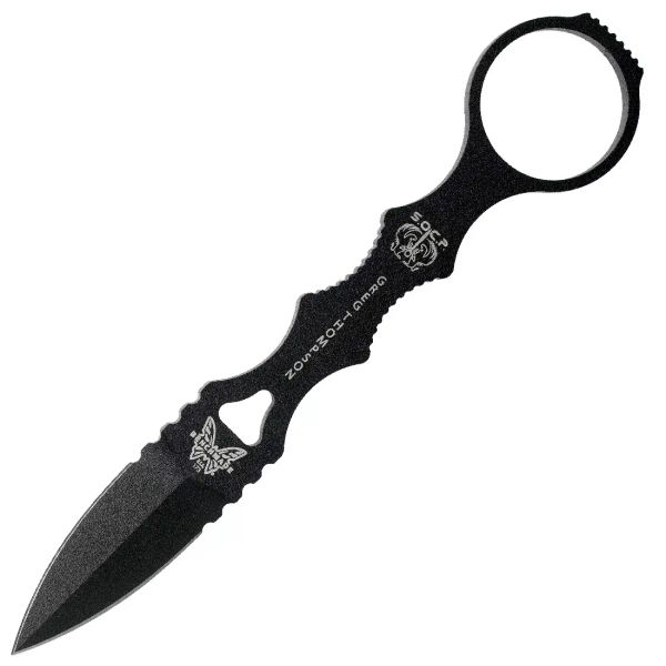 Benchmade 173BK SOCP Mini taktická dýka na sebaobranu 5,6 cm, celooceľový, čierna, puzdro